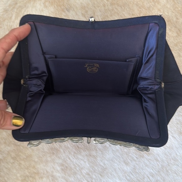 Vintage L & M Spotlight dark
Blue Silver Rhinestone clutch bag